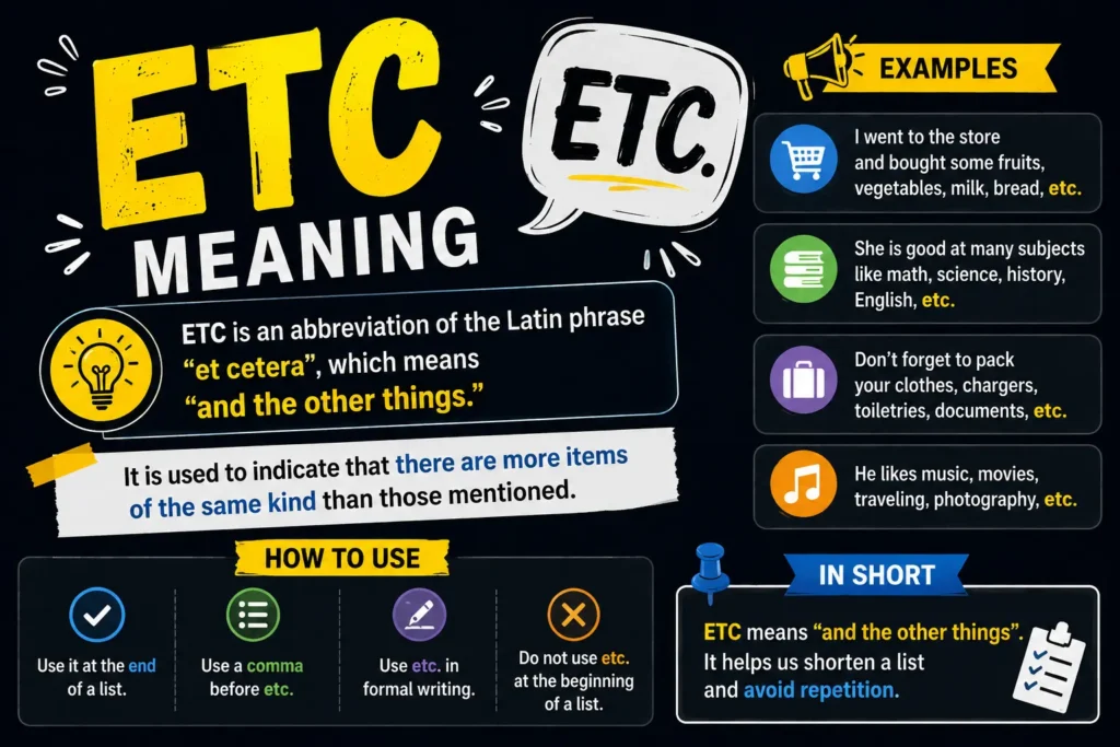 etc meaning